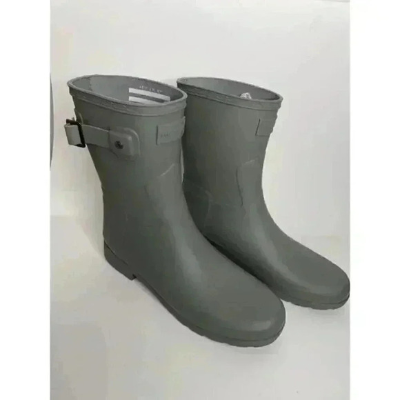 Hunter Original Refined Short Rain Boot Waterproof EU 39 US 8 Green Gray NEW - Picture 1 of 4